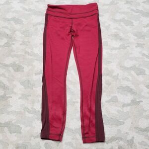 Lululemon Leggings Womens 4 Red Pull On Ankle Yoga Fitness Gym